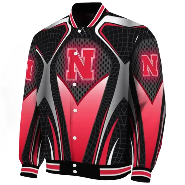 customized nebraska cornhuskers mesh chest black varsity jacket best selling