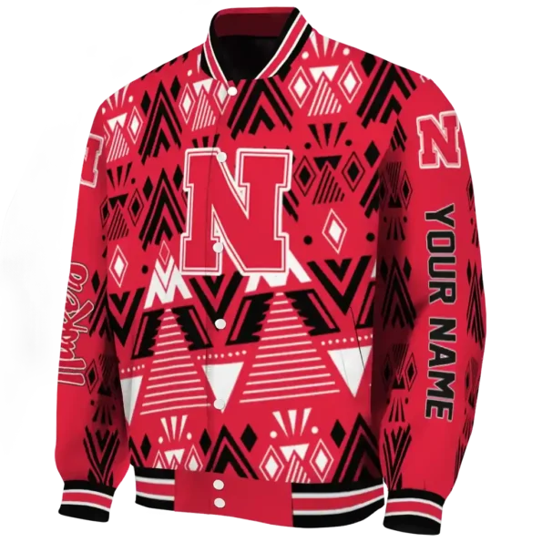 customized nebraska cornhuskers pyramid shapes red varsity jacket best selling