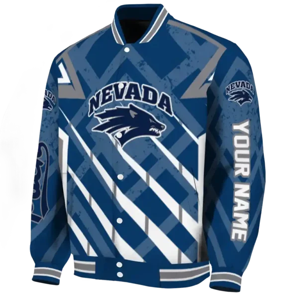 customized nevada wolf pack chevron angles blue varsity jacket best selling