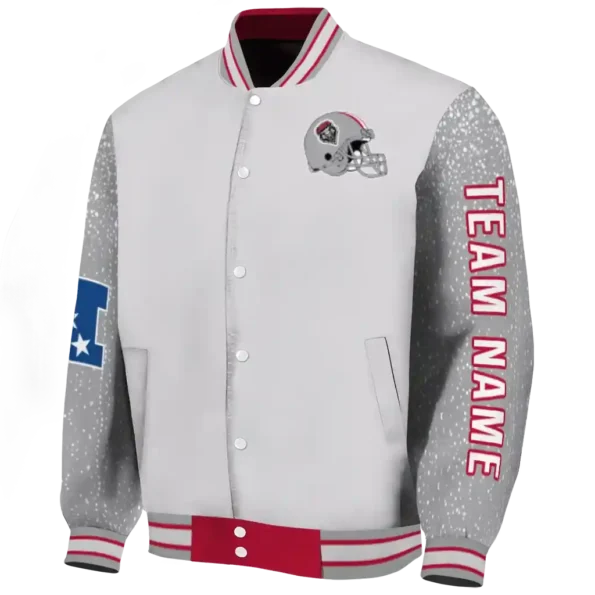 customized new mexico lobos speckled arms red gray varsity jacket best selling