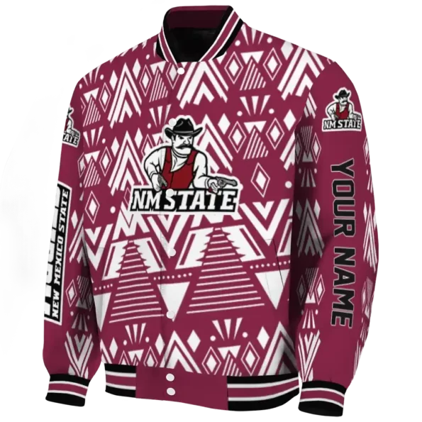 customized new mexico state aggies pyramid shapes crimson varsity jacket best selling
