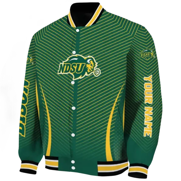 customized north dakota state bison chevron arrow green varsity jacket best selling