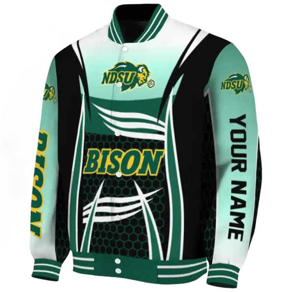 customized north dakota state bison mesh effect green black varsity jacket best selling