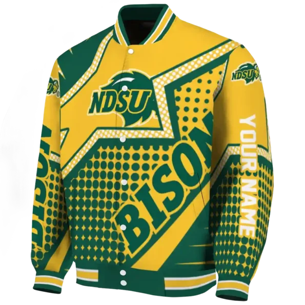 customized north dakota state bison star burst green varsity jacket best selling