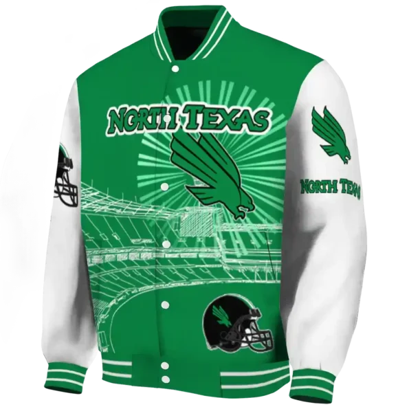 customized north texas mean green ferris arena green white varsity jacket best selling
