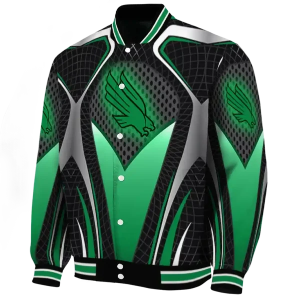 customized north texas mean green mesh chest black varsity jacket best selling