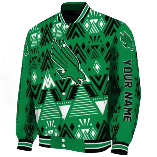 customized north texas mean green pyramid shapes green varsity jacket best selling