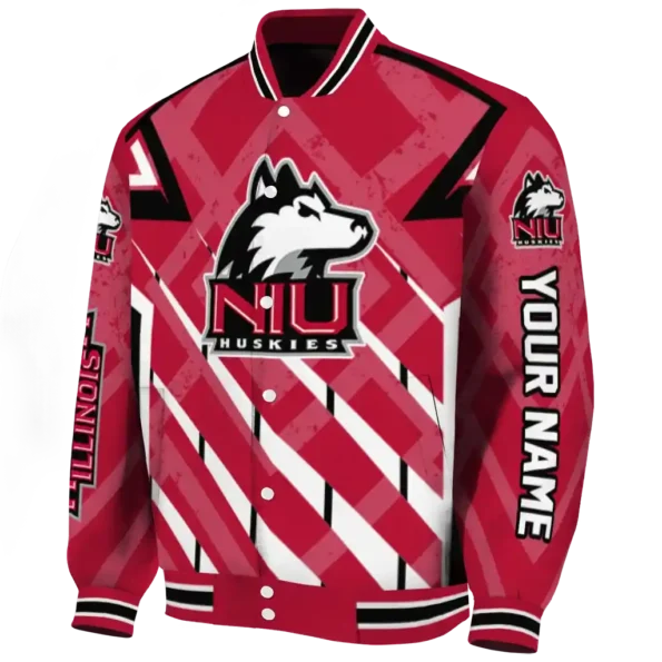 customized northern illinois huskies chevron angles red varsity jacket best selling