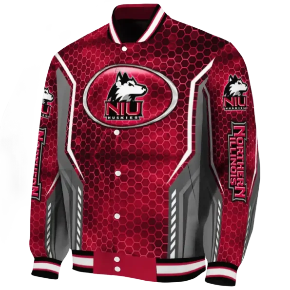 customized northern illinois huskies power plate red varsity jacket best selling