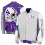 customized-northwestern-wildcats-speckled-arms-purple-gray-varsity-jacket-best-selling.webp