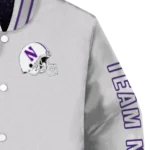 customized-northwestern-wildcats-speckled-arms-purple-gray-varsity-jacket-best-selling.webp