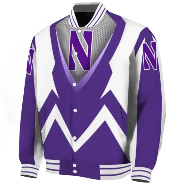 customized northwestern wildcats v stripes purple white varsity jacket best selling