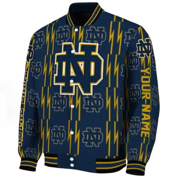 customized notre dame fighting irish bolt stripe navy varsity jacket best selling