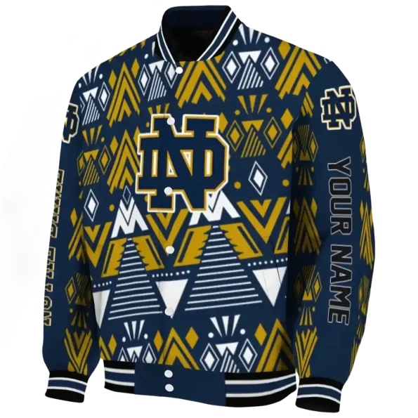 customized notre dame fighting irish pyramid shapes navy varsity jacket best selling