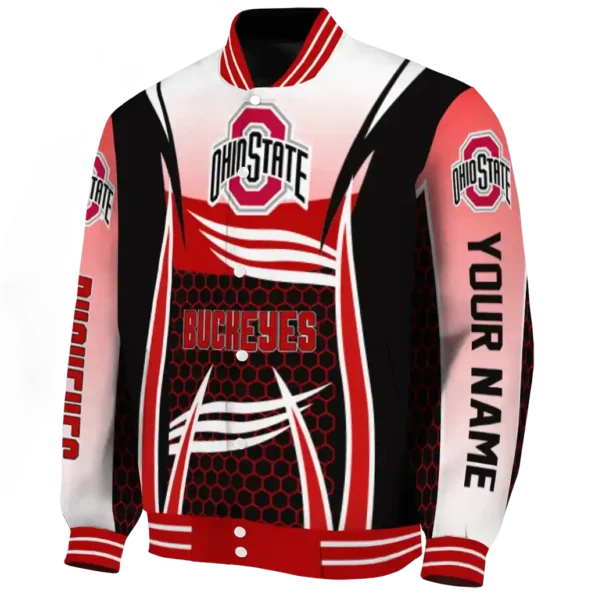 customized ohio state buckeyes mesh effect scarlet black varsity jacket best selling