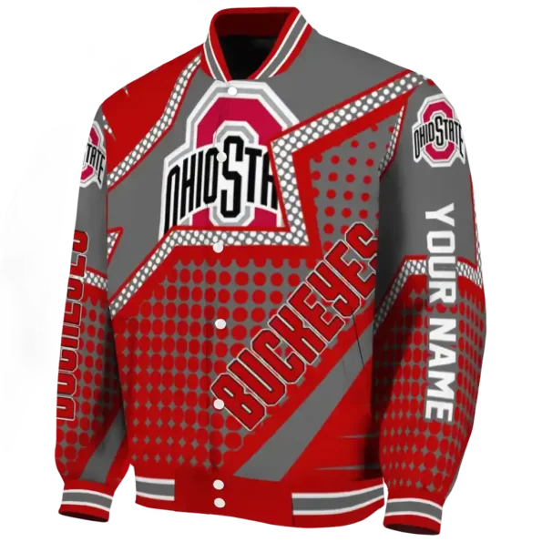 customized ohio state buckeyes star burst scarlet varsity jacket best selling