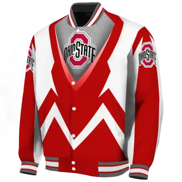 customized ohio state buckeyes v stripes scarlet white varsity jacket best selling