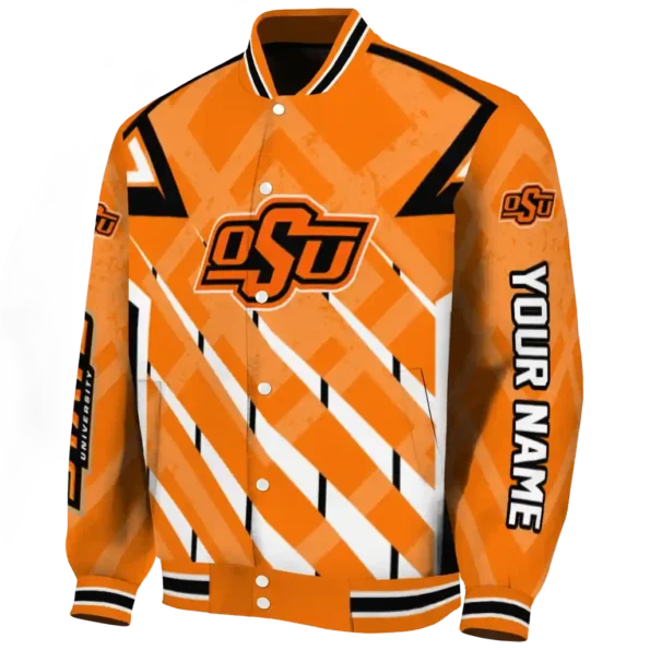 customized oklahoma state cowboys chevron angles orange varsity jacket best selling