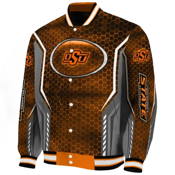 customized oklahoma state cowboys power plate orange varsity jacket best selling