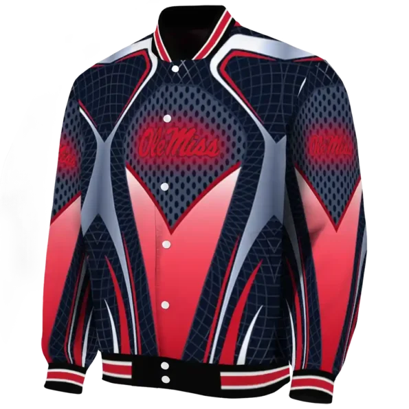 customized ole miss rebels mesh chest blue black varsity jacket best selling