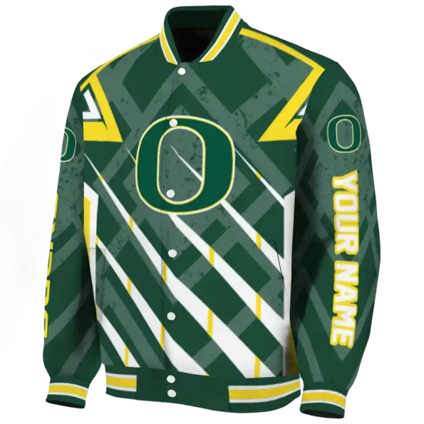 customized oregon ducks chevron angles green varsity jacket best selling
