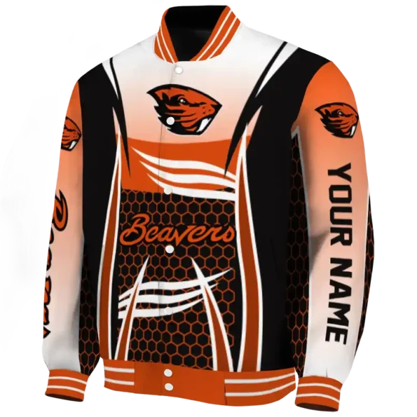 customized oregon state beavers mesh effect orange black varsity jacket best selling