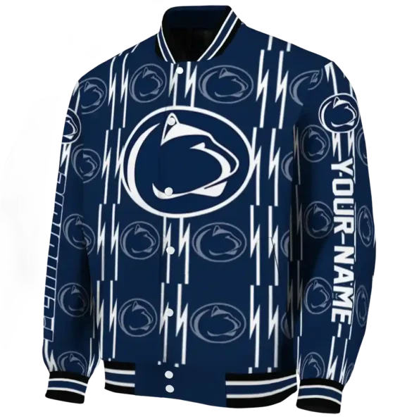 customized penn state nittany lions bolt stripe blue varsity jacket best selling