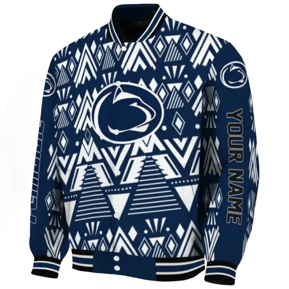 customized penn state nittany lions pyramid shapes blue varsity jacket best selling