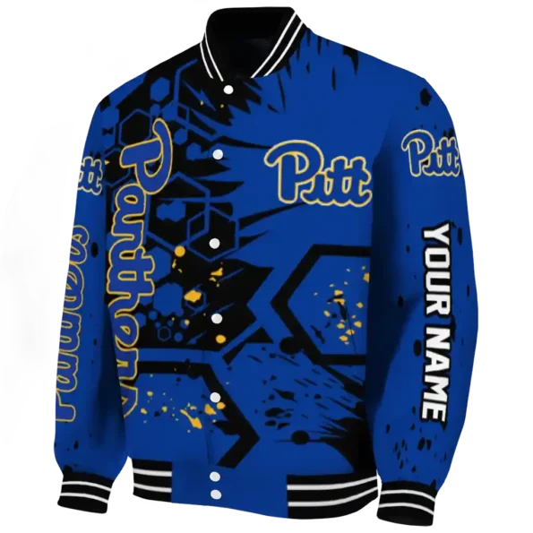 customized pittsburgh panthers hexagon cluster royal blue black varsity jacket best selling