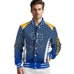 customized-pittsburgh-panthers-hexagon-grid-royal-blue-varsity-jacket-best-selling.webp