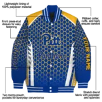 customized-pittsburgh-panthers-hexagon-grid-royal-blue-varsity-jacket-best-selling.webp