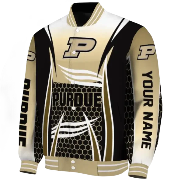 customized purdue boilermakers mesh effect gold black varsity jacket best selling