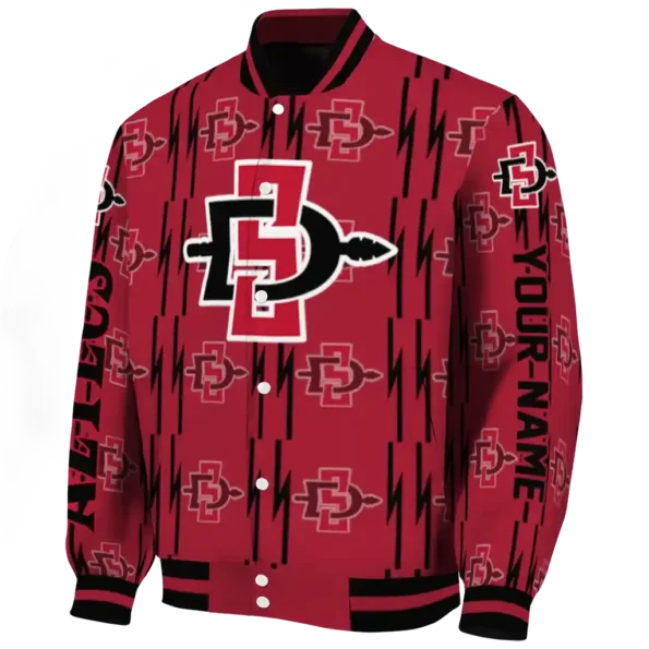 customized san diego state aztecs bolt stripe red varsity jacket best selling