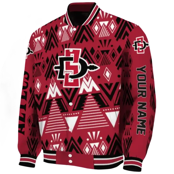 customized san diego state aztecs pyramid shapes red varsity jacket best selling