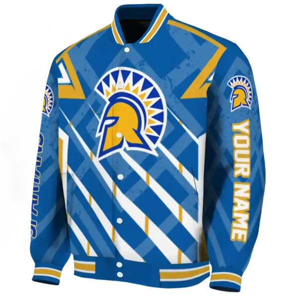 customized san jose state spartans chevron angles blue varsity jacket best selling