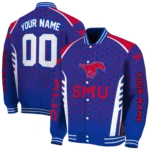 customized-smu-mustangs-hexagon-grid-blue-varsity-jacket-best-selling.webp