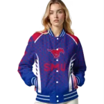 customized-smu-mustangs-hexagon-grid-blue-varsity-jacket-best-selling.webp
