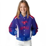 customized-smu-mustangs-hexagon-grid-blue-varsity-jacket-best-selling.webp