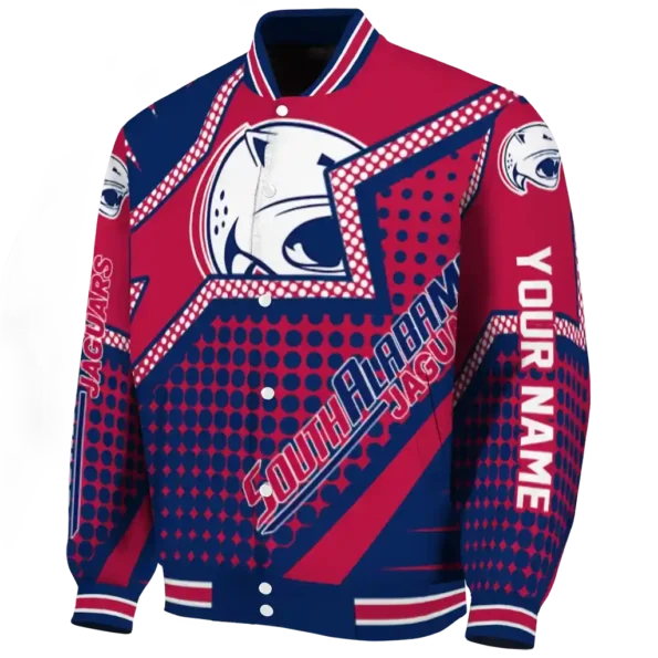 customized south alabama jaguars star burst blue varsity jacket best selling