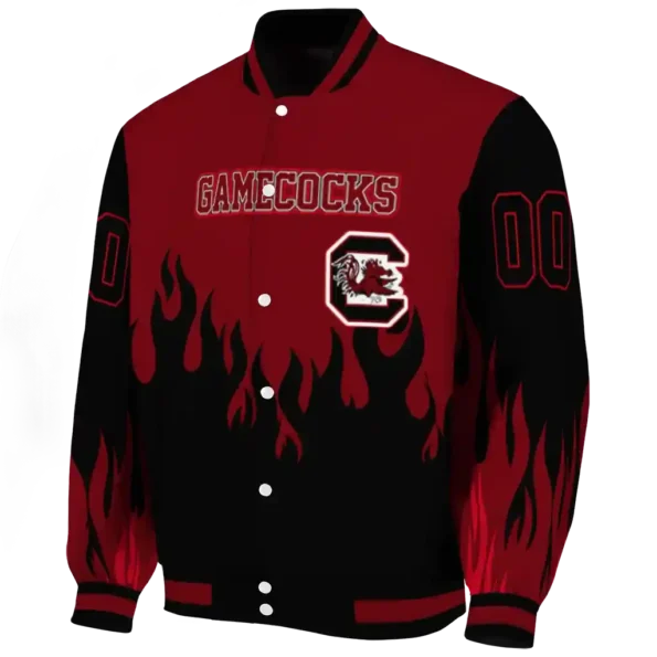 customized south carolina gamecocks flame border garnet black varsity jacket best selling
