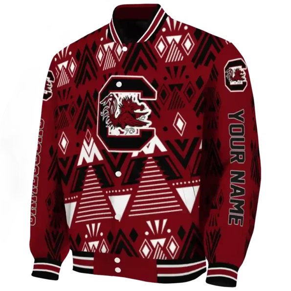 customized south carolina gamecocks pyramid shapes garnet varsity jacket best selling