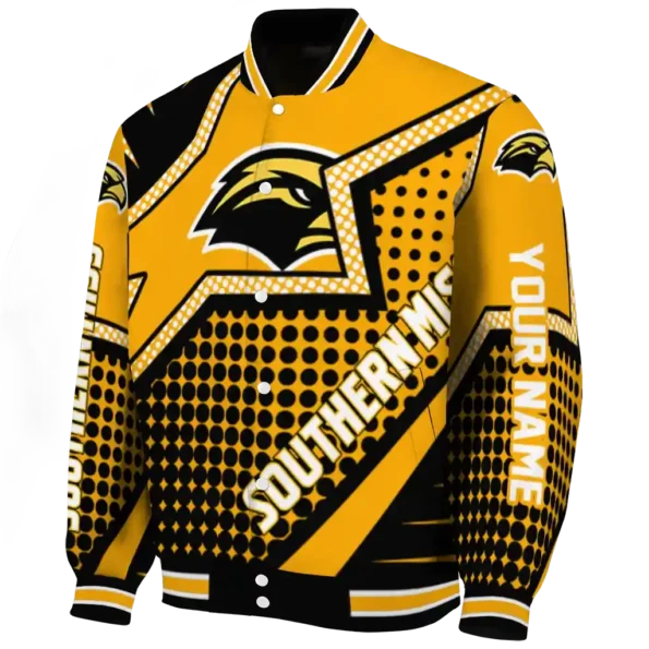 customized southern miss golden eagles star burst black varsity jacket best selling