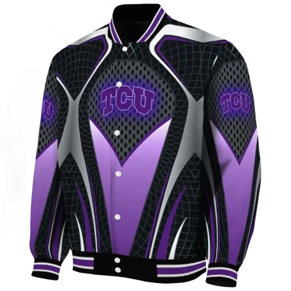 customized tcu horned frogs mesh chest grey black varsity jacket best selling