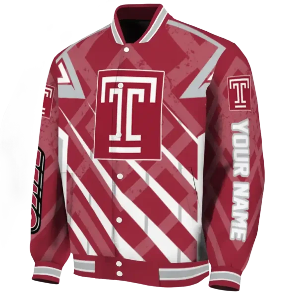 customized temple owls chevron angles red varsity jacket best selling