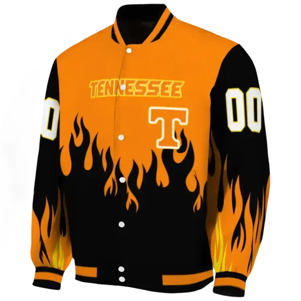 customized tennessee volunteers flame border orange black varsity jacket best selling