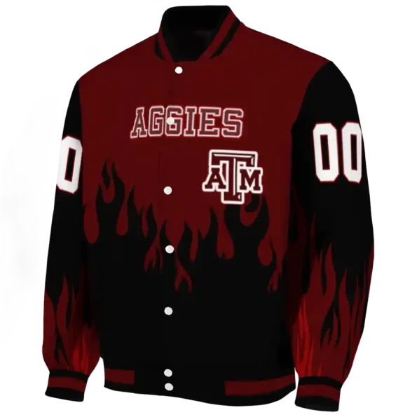 customized texas am aggies flame border maroon black varsity jacket best selling