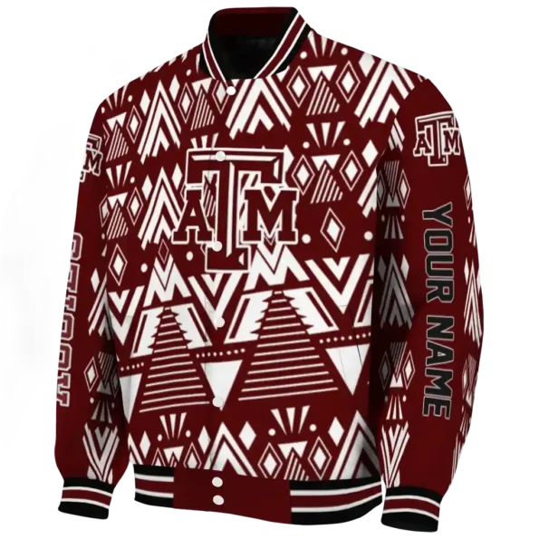 customized texas am aggies pyramid shapes maroon varsity jacket best selling
