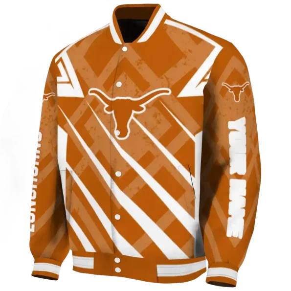 customized texas longhorns chevron angles orange varsity jacket best selling