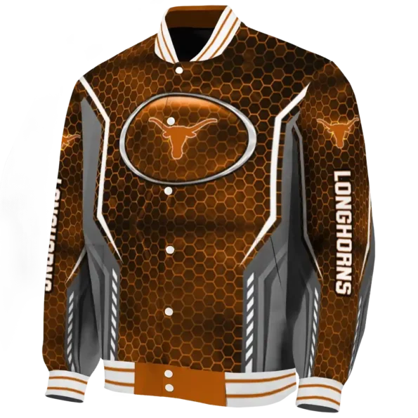 customized texas longhorns power plate orange varsity jacket best selling
