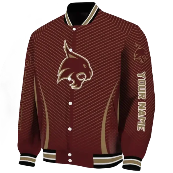 customized texas state bobcats chevron arrow maroon varsity jacket best selling